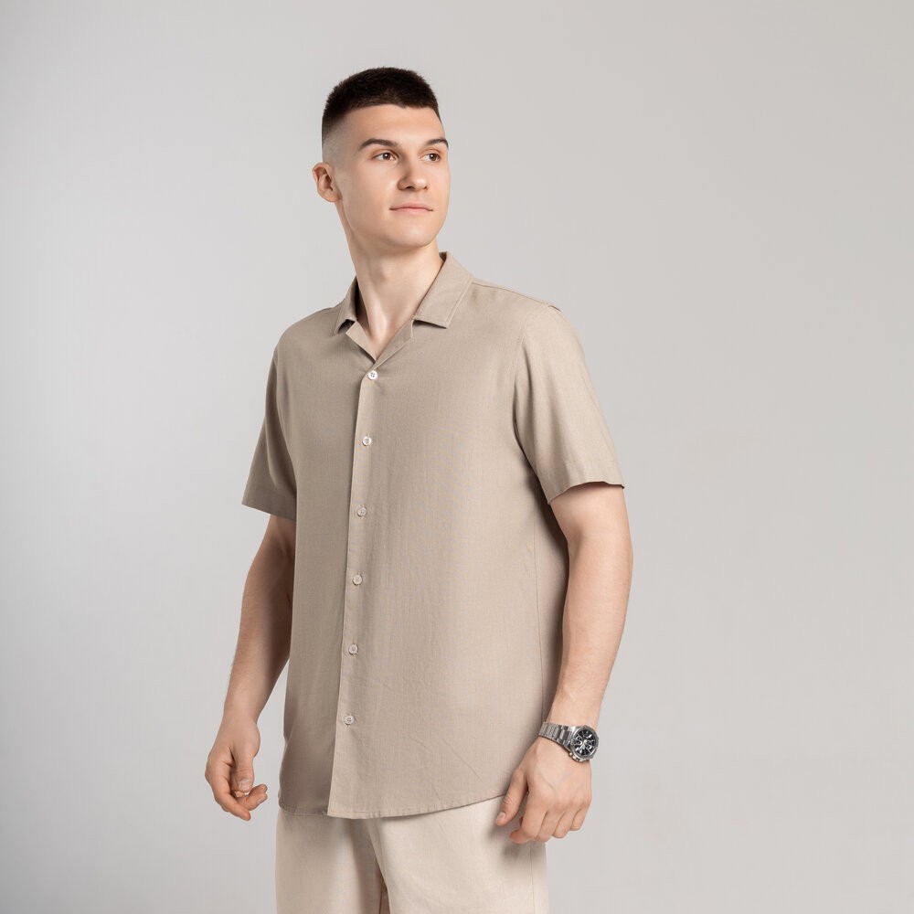 Чоловіча сорочка з коротким рукавом бежева Pobedov Marsel, укр, укр