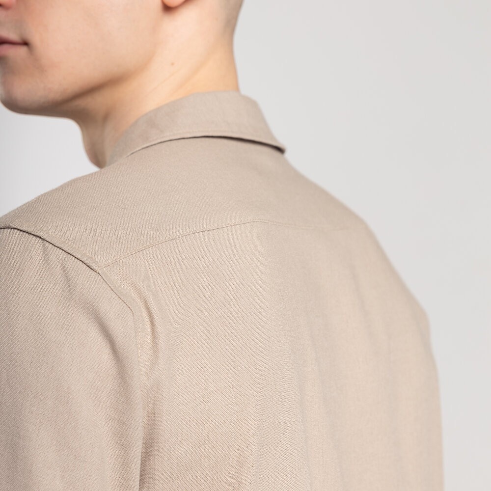 Чоловіча сорочка з коротким рукавом бежева Pobedov Marsel, укр, укр