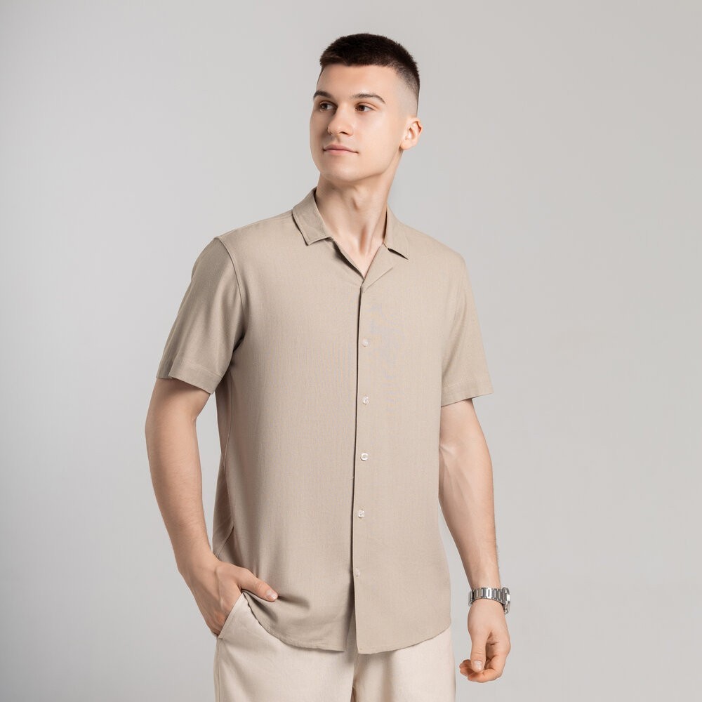 Чоловіча сорочка з коротким рукавом бежева Pobedov Marsel, укр, укр