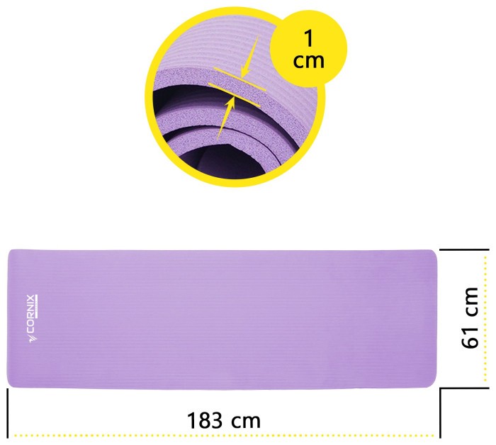 Коврики спортивные Cornix NBR 183 x 61 x 1 cм для йоги и фитнеса XR-0011 Violet