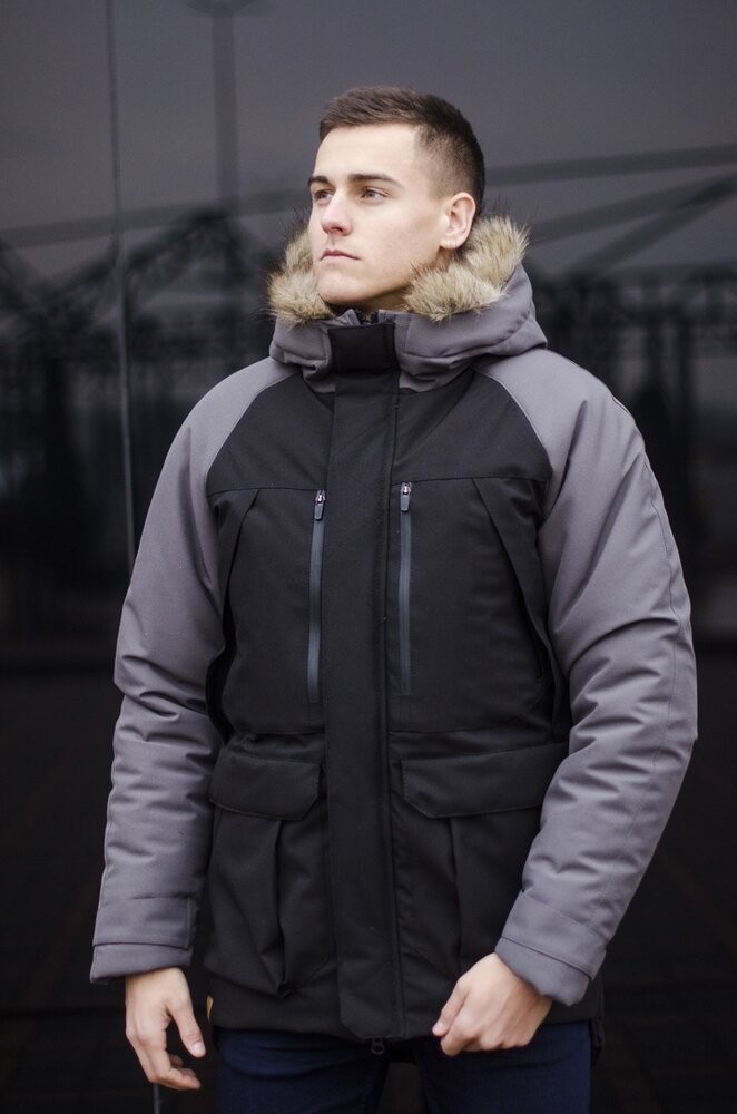 Парка чоловіча зимова середня на котоні з капюшоном Pobedov seniora udacha, укр, укр