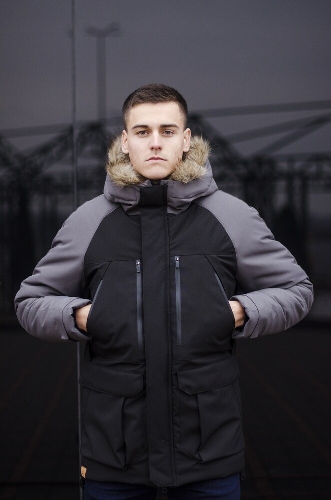 Парка чоловіча зимова середня на котоні з капюшоном Pobedov seniora udacha, укр, укр