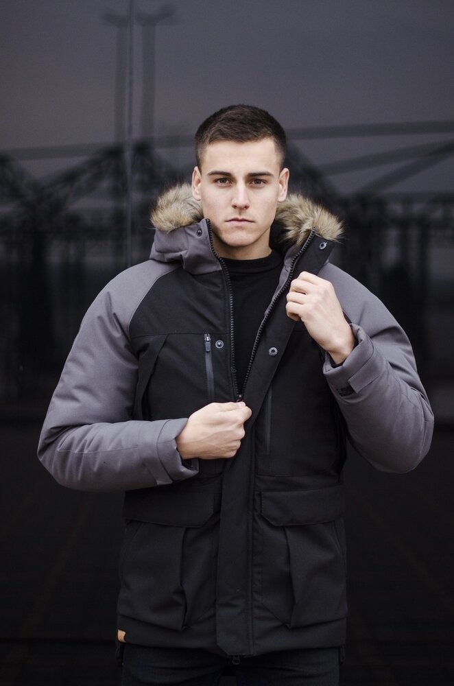 Парка чоловіча зимова середня на котоні з капюшоном Pobedov seniora udacha, укр, укр