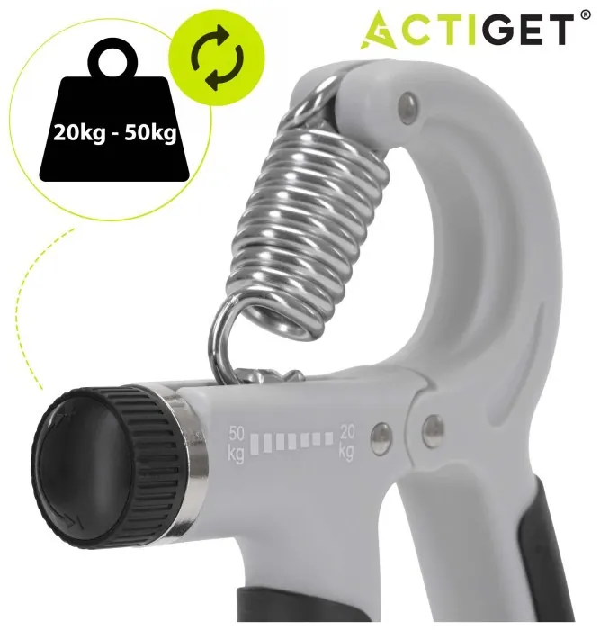 Еспандер кистьовий Actiget 20-50 кг з регульованим навантаженням ACT0052 Grey/Black