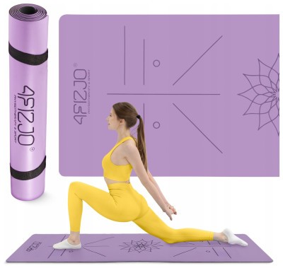 Килимок (мат) спортивний 4FIZJO PU 183 x 61 x 0.4 см для йоги та фітнесу Violet (P-5907739319548)