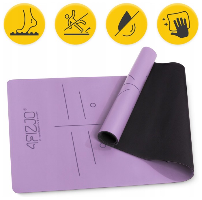 Килимок (мат) спортивний 4FIZJO PU 183 x 61 x 0.4 см для йоги та фітнесу Violet (P-5907739319548)