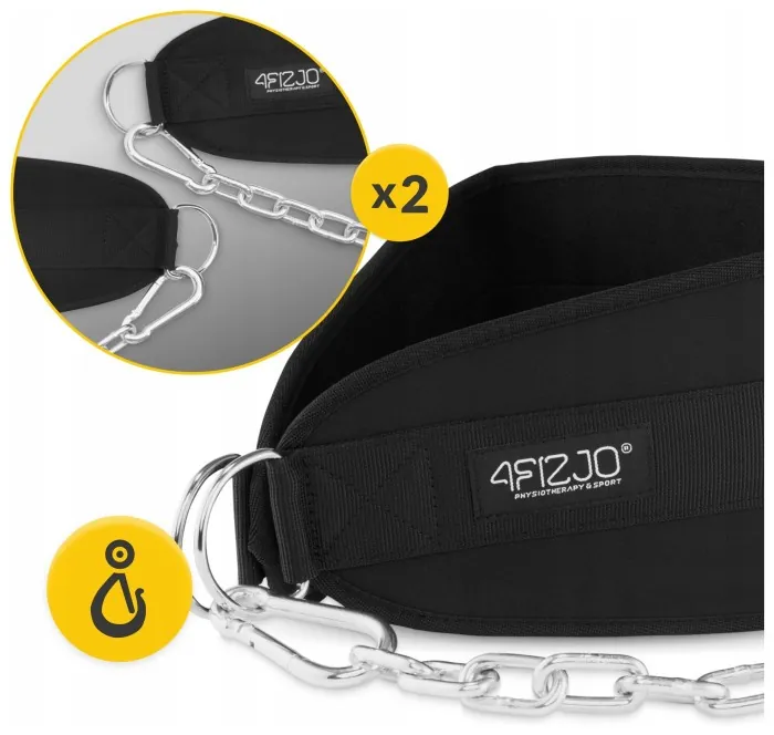 Пояс атлетический для отягощения 4FIZJO Dip Belt 100 см Black (P-5905973402262)