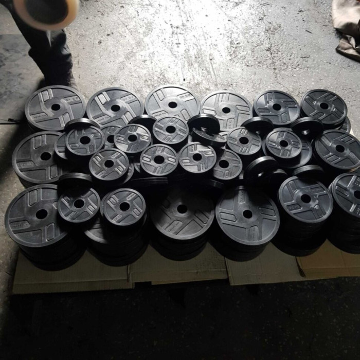 Дві штанги + дві гантелі. Набір металевих гумових дисків 57 кг + 4 хромовані грифи, укр, укр