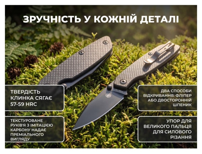 Ніж складаний туристичний Ruike P746-CB2, (8 см) 14C28N / G10 чорний