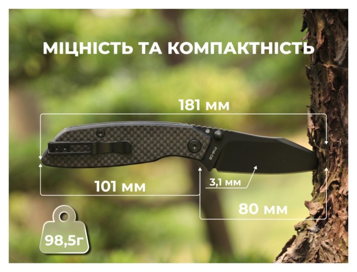 Ніж складаний туристичний Ruike P746-CB2, (8 см) 14C28N / G10 чорний