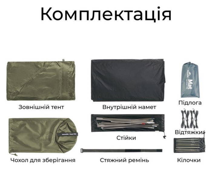 Намет надлегкий двомісний Naturehike Mongar Hiking Tent Pro CNK2550WS037, 20D, зелений