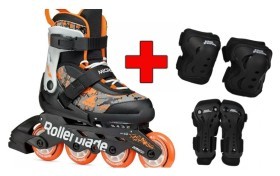 Комплект роликові ковзани Rollerblade Microblade SL black-orange + захист