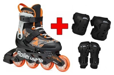 Комплект роликові ковзани Rollerblade Microblade SL black-orange + захист
