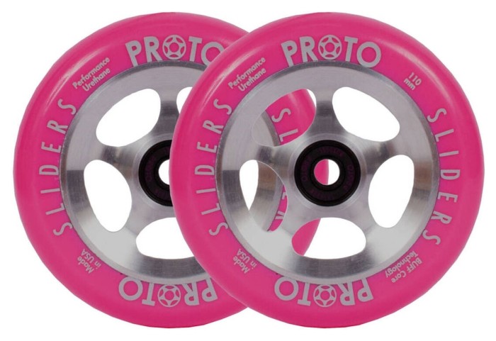 Колеса для трюкового самоката Proto Sliders Starbright Pro Scooter Wheels 2-Pack 110mm - NEON PINK ON RAW