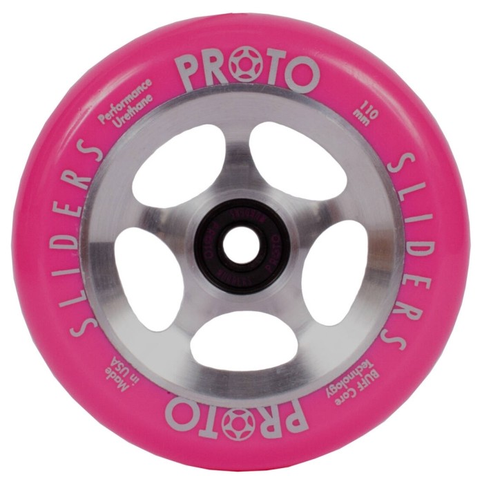 Колеса для трюкового самокату Proto Sliders Starbright Pro Scooter Wheels 2-Pack 110mm - NEON PINK ON RAW