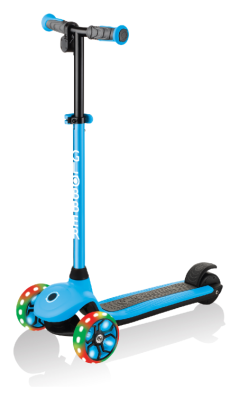 Електросамокат GLOBBER серії E-MOTION 4 блакитний, колеса з підсвіткою, 50кг, 6+, 3 колеса