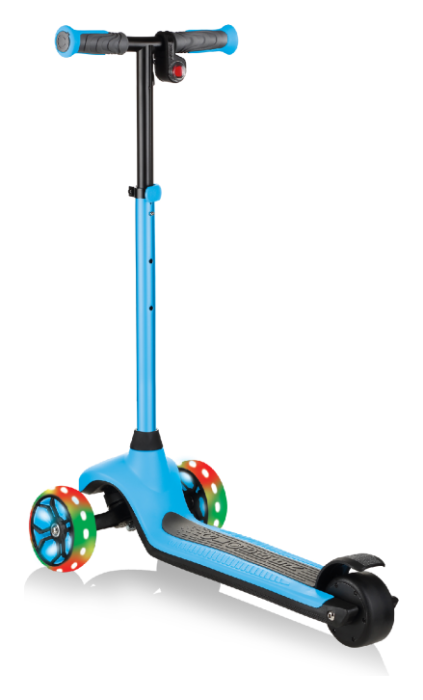 Електросамокат GLOBBER серії E-MOTION 4 блакитний, колеса з підсвіткою, 50кг, 6+, 3 колеса