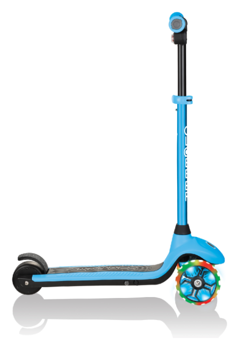 Електросамокат GLOBBER серії E-MOTION 4 блакитний, колеса з підсвіткою, 50кг, 6+, 3 колеса
