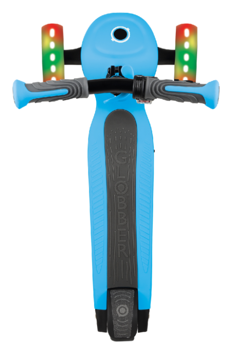 Електросамокат GLOBBER серії E-MOTION 4 блакитний, колеса з підсвіткою, 50кг, 6+, 3 колеса, укр, укр