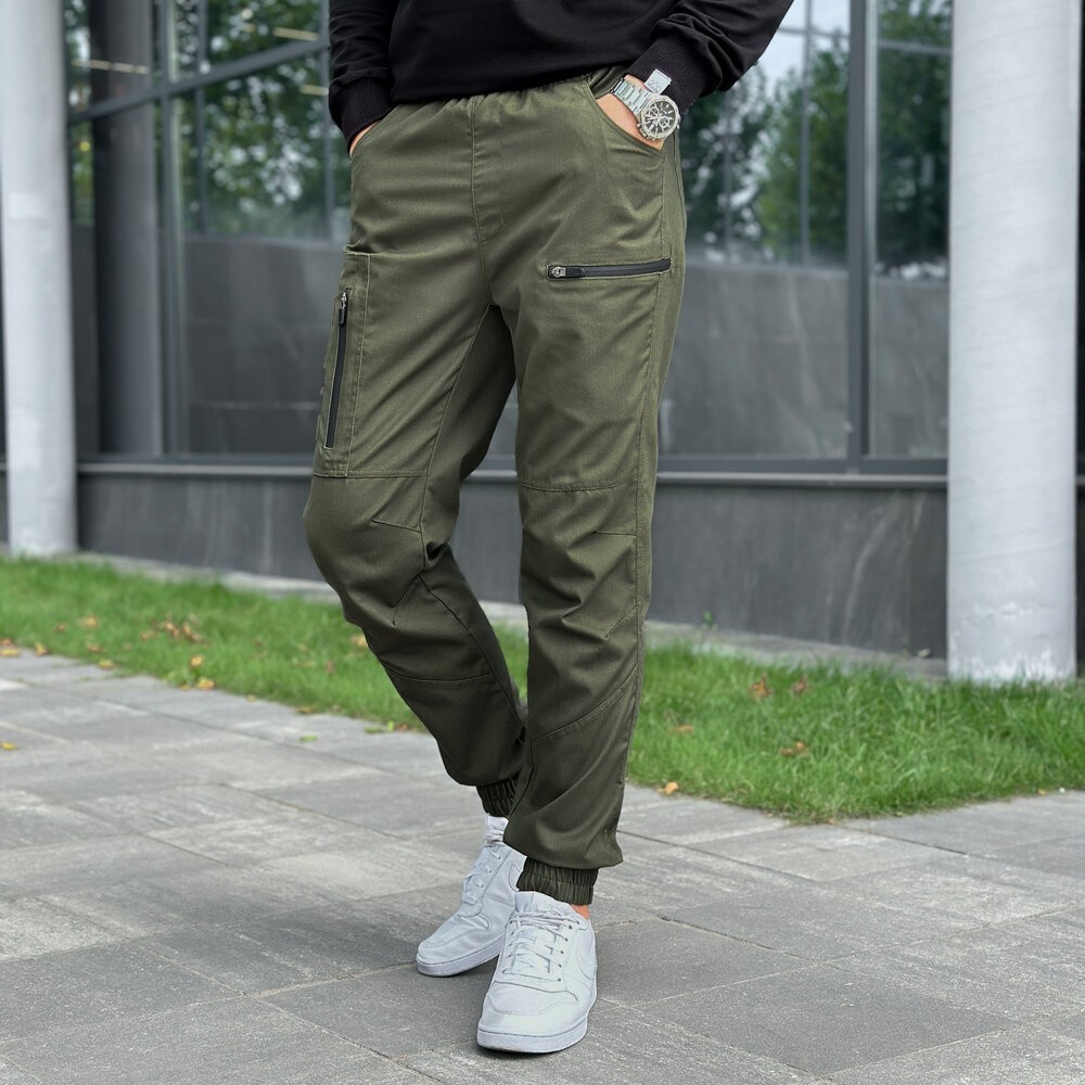 Штани карго чоловічі весняні з кишенями хакі Pobedov Papin Brodyaga, укр, укр