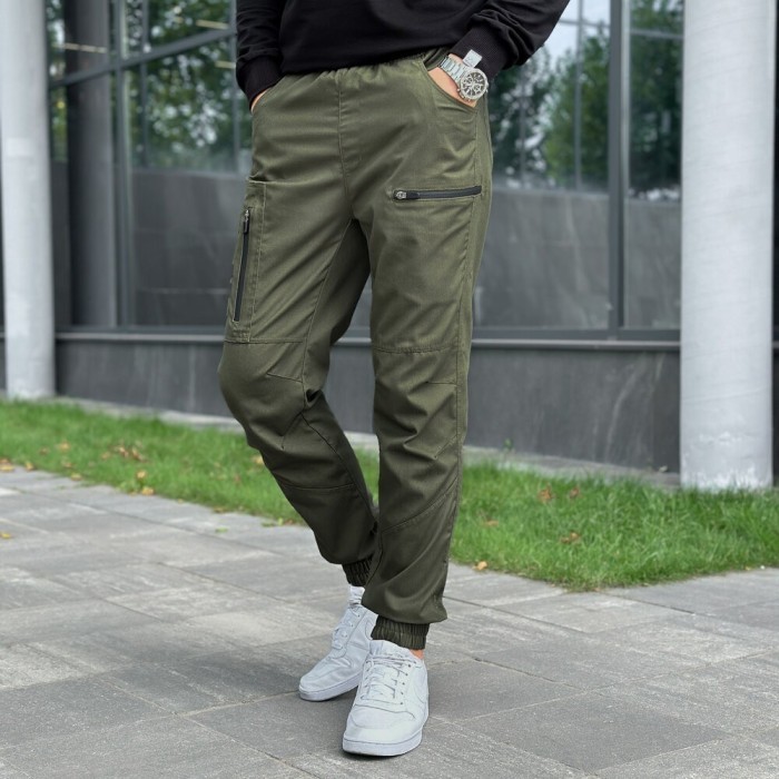 Брюки карго мужские весенние с карманами хаки Pobedov Papin Brodyaga