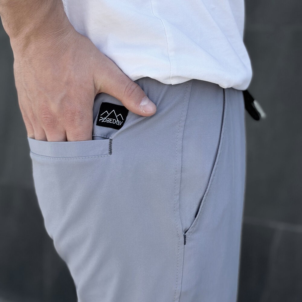 Мужские брюки джогеры с карманами серые Pobedov Vershyna