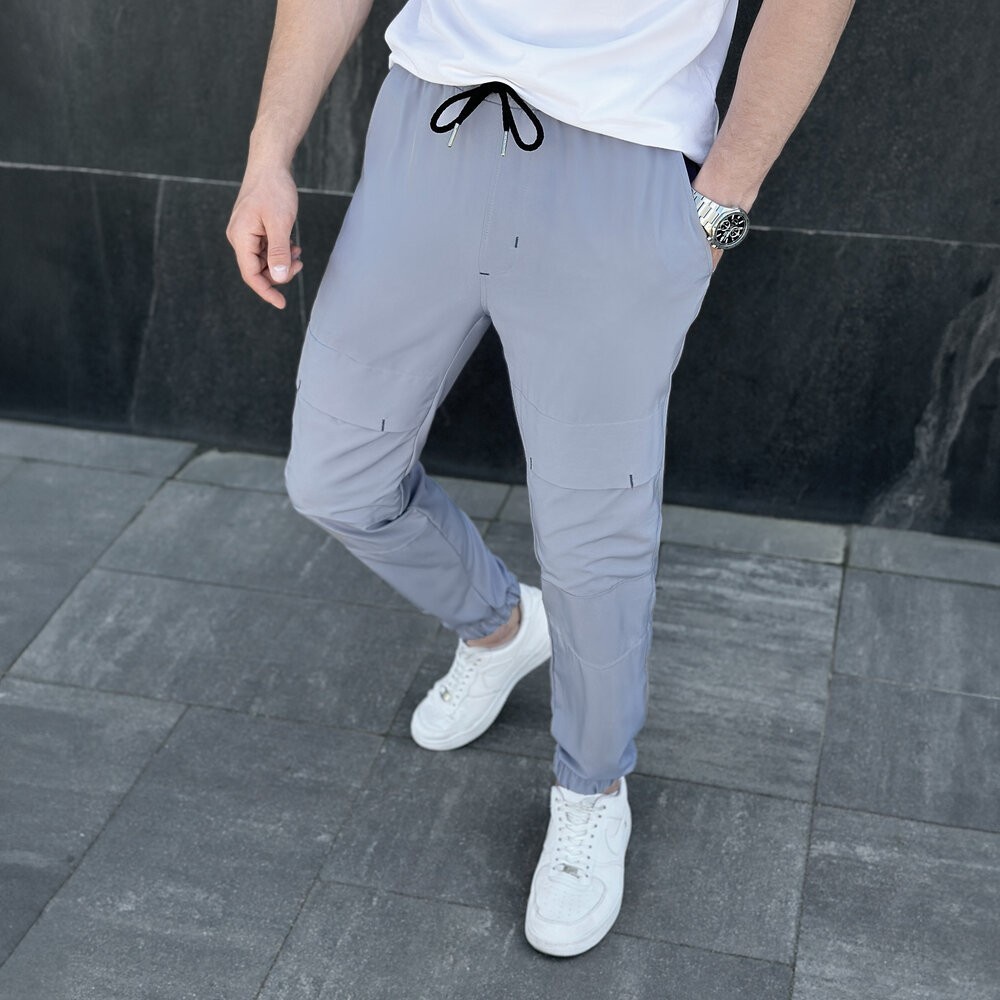 Мужские брюки джогеры с карманами серые Pobedov Vershyna