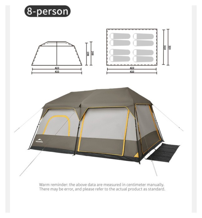 Намет восьмимісний Naturehike Cape 13.1 CNK2450WS050 з швидким розкриттям, сіро-коричневий