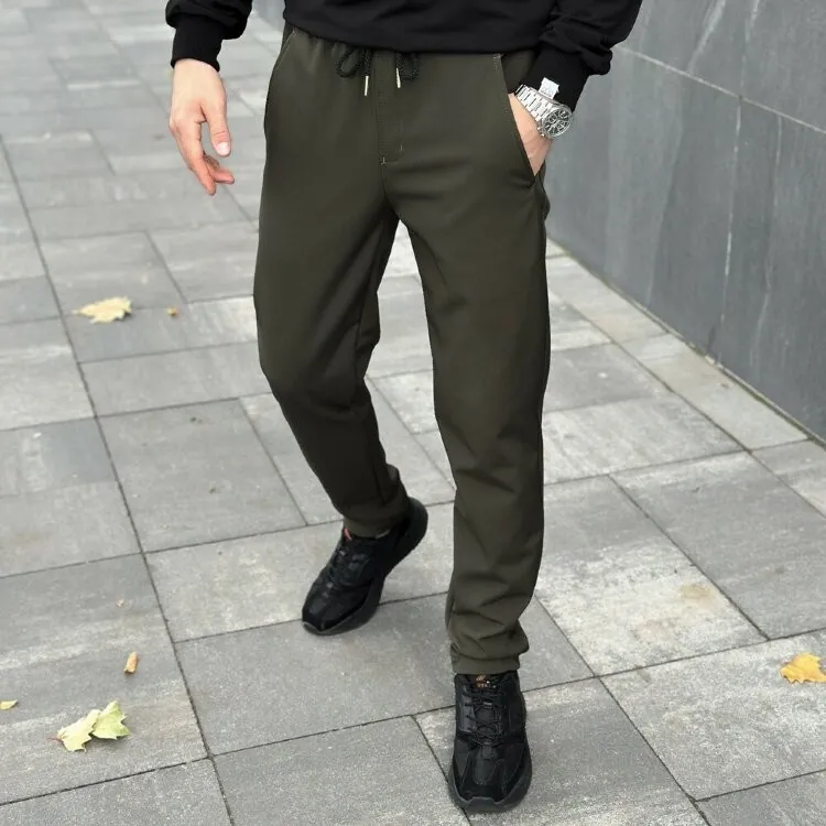 Штани із софтшелу для чоловіків весняні осінні хакі Pobedov Point (4XL)