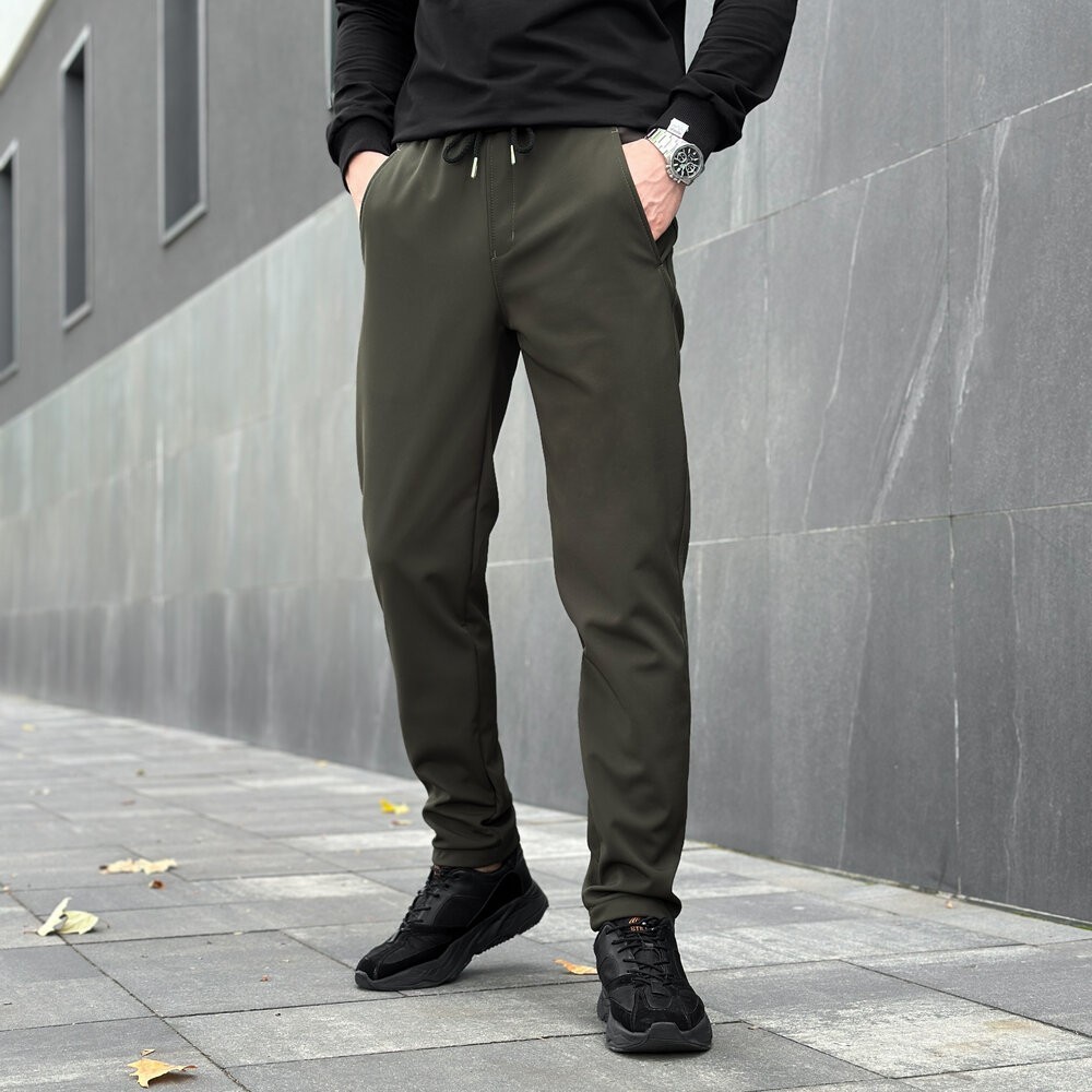 Брюки из софтшела для мужчин весенние осенние хаки Pobedov Point