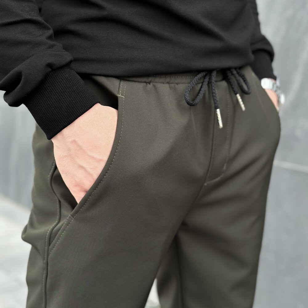 Брюки из софтшела для мужчин весенние осенние хаки Pobedov Point