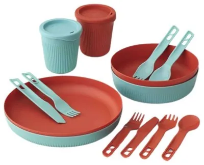 Набір посуду Sea to Summit Passage Dinnerware Set, 2P, 14 Piece, Spicy Orange/Aqua Sea Blue