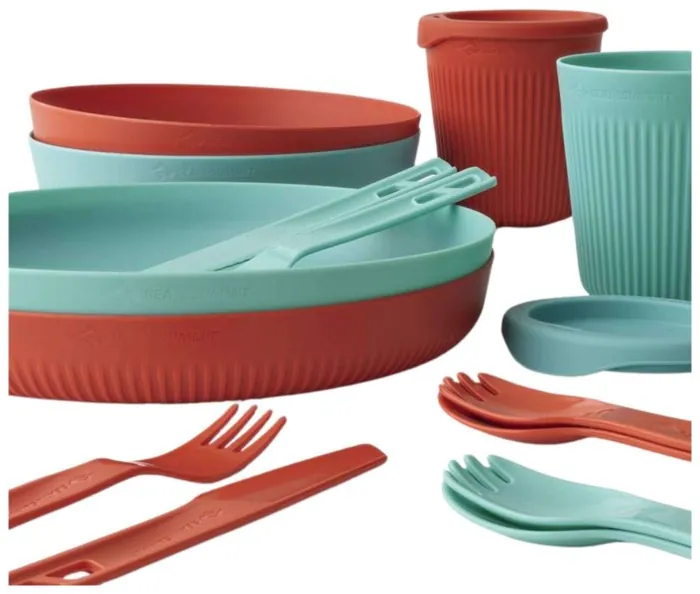 Набір посуду Sea to Summit Passage Dinnerware Set, 2P, 14 Piece, Spicy Orange/Aqua Sea Blue