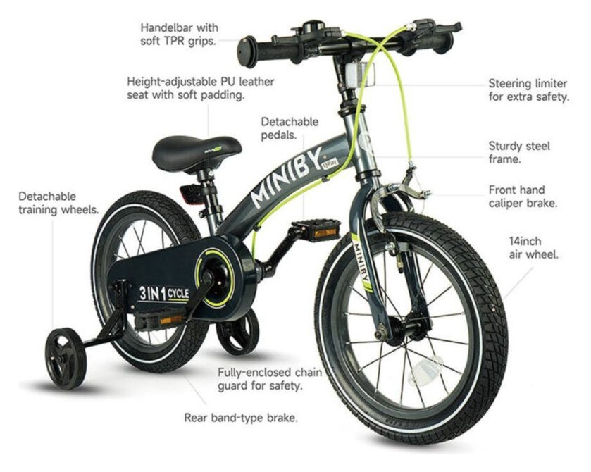 Велосипед 3in1 Q PLAY MINIBY Grey (Blue)