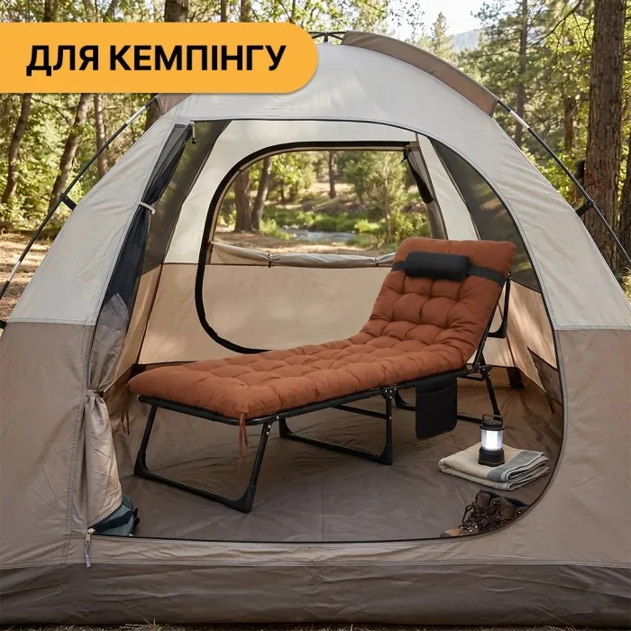 Розкладне ліжко (розкладачка) з матрацом і подушкою LEOBRO Brown (LB-FB-A1-BRN)