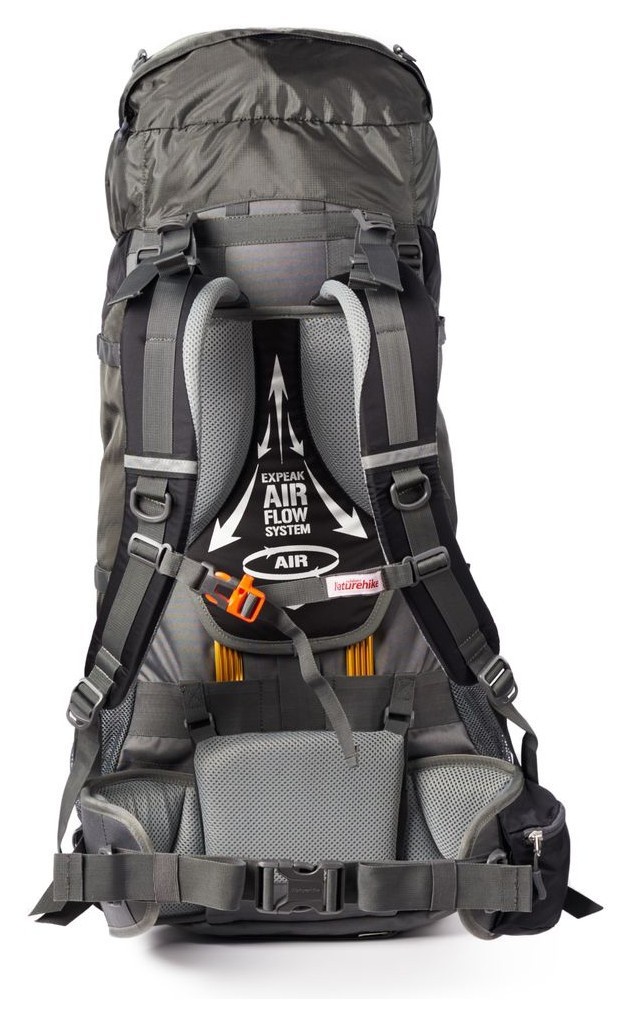 Рюкзак туристический Naturehike NH70B070-B, 70 л+5 л, черно-серый