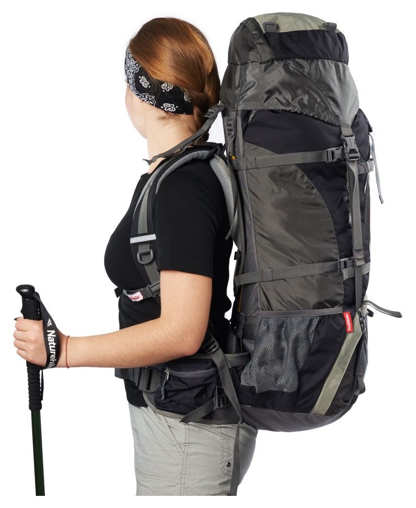 Рюкзак туристический Naturehike NH70B070-B, 70 л+5 л, черно-серый