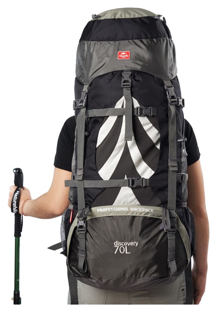 Рюкзак туристический Naturehike NH70B070-B, 70 л+5 л, черно-серый