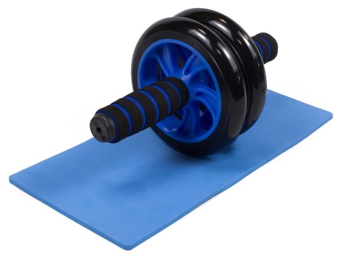 Ролик для пресса двойной EasyFit с ковриком Синий