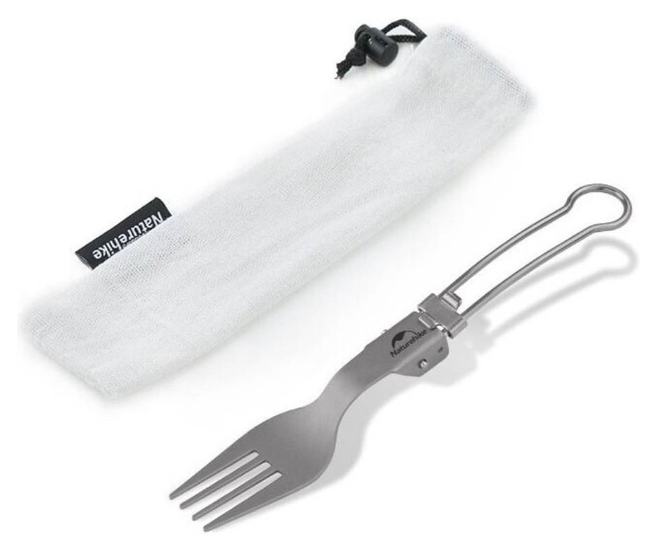 Вилка титановая складная Naturehike NH19C001-J серая с мешочком