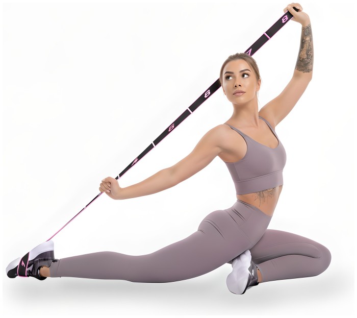 Эспандер лента EasyFit с петлями для тренировок розовый (EASY)