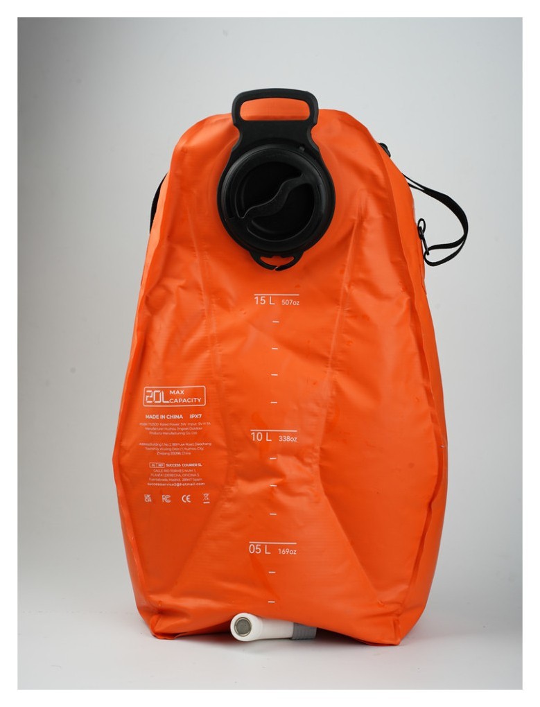 Душ портативний із ємністю та насосом Flextail Tiny Shower Bag, 20л, помаранчевий, укр, укр