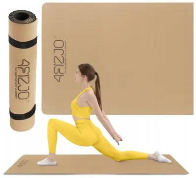 Килимок (мат) спортивний 4FIZJO Cork 183 x 61 x 0.4 см для йоги та фітнесу (P-5907739319562)