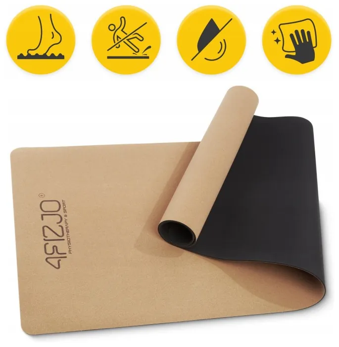 Килимок (мат) спортивний 4FIZJO Cork 183 x 61 x 0.4 см для йоги та фітнесу (P-5907739319562)