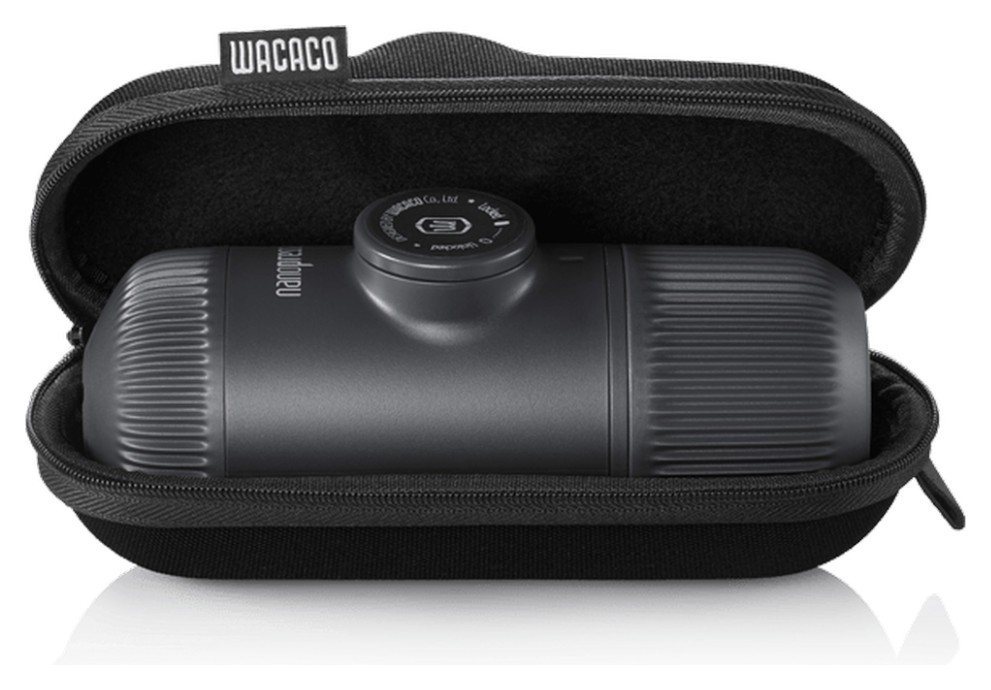 Портативна еспресо-кавоварка Wacaco Nanopresso сіра з чохлом, механічна, для меленої кави