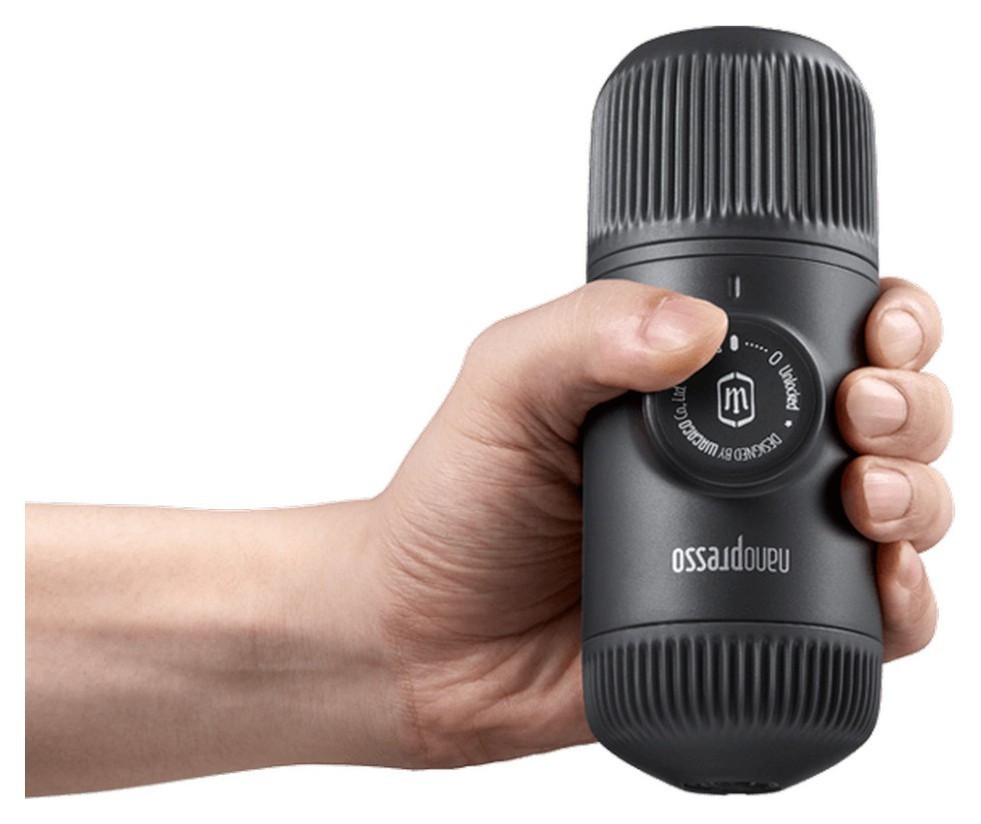 Портативна еспресо-кавоварка Wacaco Nanopresso сіра з чохлом, механічна, для меленої кави, укр, укр