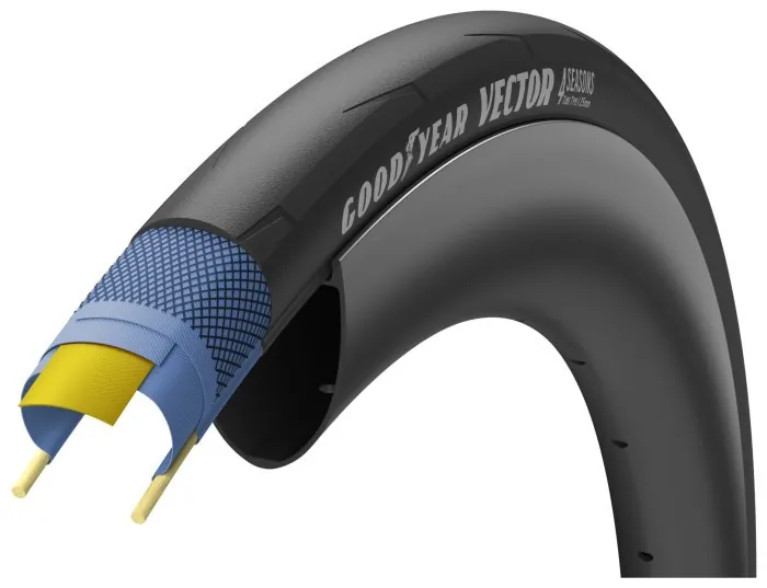 Покрышка 700x25C (25-622) GoodYear VECTOR 4Seasons tubeless complete, folding, black, 120tpi