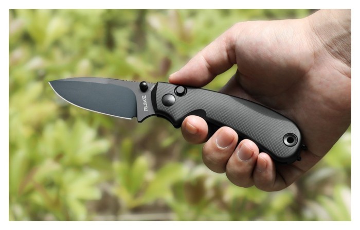 Ніж складаний кишеньковий Ruike P736-AB, (7.5 см) 14C28N / алюміній, чорний