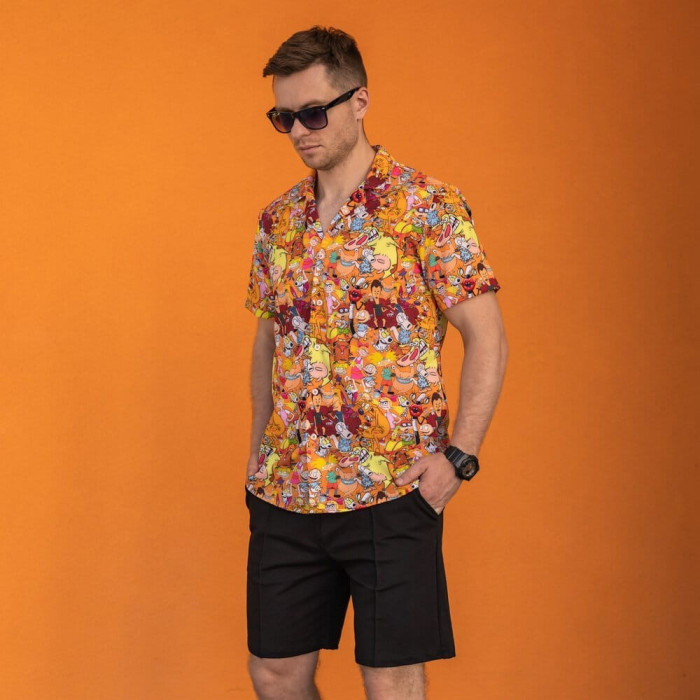 Мужская рубашка с коротким оранжевым рукавом Pobedov Multiki
