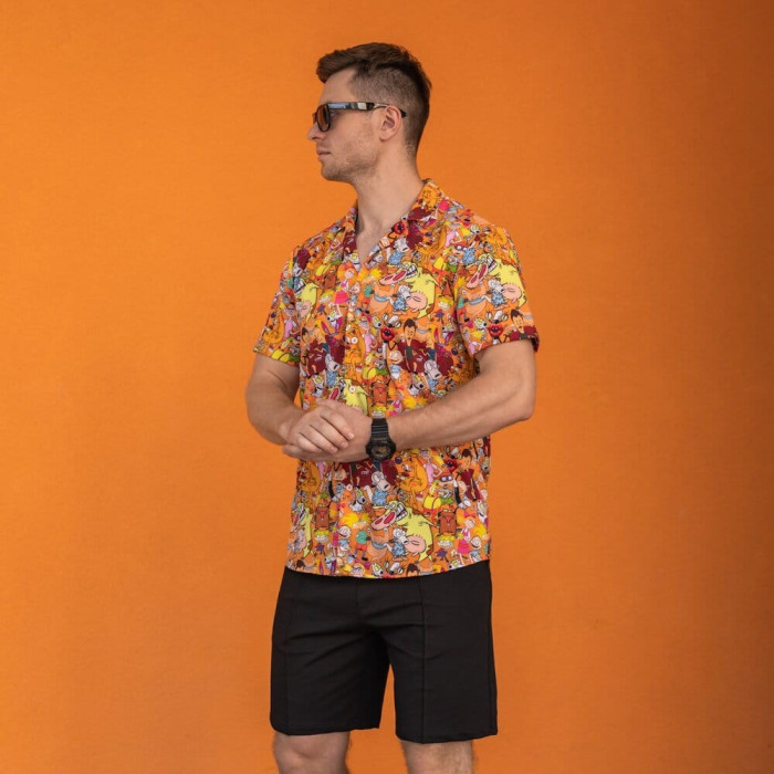 Мужская рубашка с коротким оранжевым рукавом Pobedov Multiki